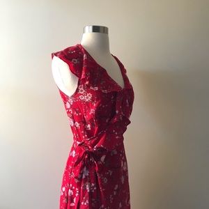 max studio ruffle wrap midi dress